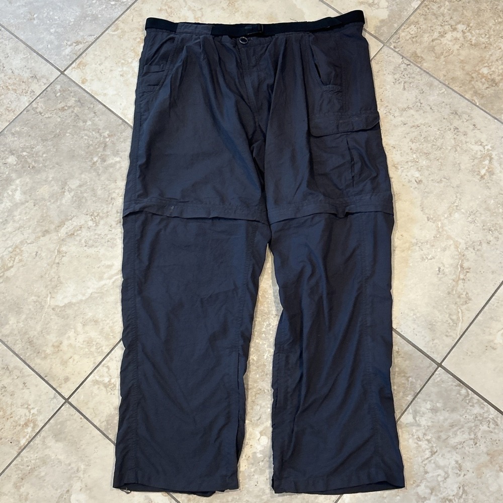 Exofficio Pants Mens Large Short Gray Cargo Convertible Belted Hiking Travel Zip